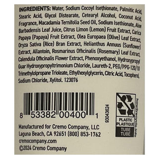 Cremo Classic Citrus Moisturizing Formula Shave Cream 6 Oz