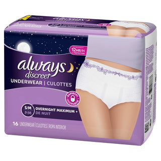Always Discreet S/M Overnight Maximum Plus Absorbency Underwear - 16ct