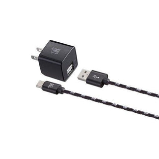 LAX Gadgets 2.4A Wall Charger With 6ft USB Type C Cable For Android Smartphones - Black