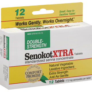 Senokot 2 Pack - Natural Vegetable Laxative Ingredient, Extra Strength Tablets, 12 Tablets
