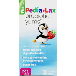 Fleet Pedia-Lax Probiotic Yums, Strawberry, 30 Chewable Tablets