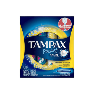 Tampax Pocket Pearl Compact Tampons Regular Absorbency With BPA-Free Plastic Applicator And LeakGuard Braid, Unscented