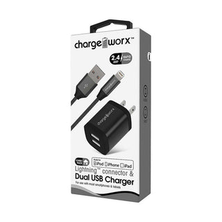 Charge Worx Cargador Dual Usb Lightning M/CHACX3203BK