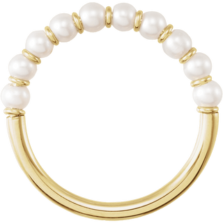 Éveline pearl ring, top view of pearl row