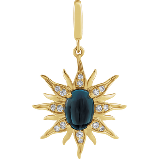 Soleil Nocturne Pendant 14K Gold Blue Topaz & Diamond