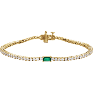 L’Instant Émeraude 14K Gold Lab-Grown Emerald & Diamond Tennis Bracelet