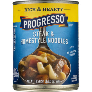 Progresso Low Fat Rich & Hearty Steak & Homestyle Noodles Soup 18.5 Oz Can