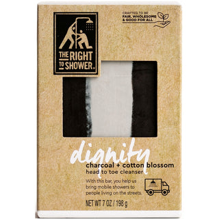 The Right To Shower Dignity Charcoal And Cotton Blossom Head Toe Bar Soap, 7 Oz