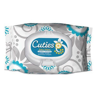 Cuties Premium Wipes, Unscented, White, 72 Wipes/Pack, 12 Packs/Carton