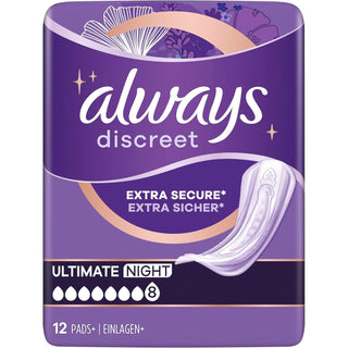 Always Discreet Ultimate Night Incontinence Pads for Women 48 Count
