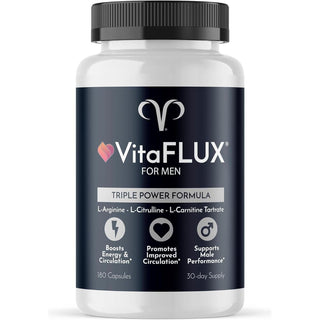 VitaFLUX Extra Strength L Arginine - 2000mg Nitric Oxide Supplement For Male Performance 180 Capsules