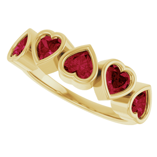 Cinq Cœurs 14K Yellow Gold Five Heart Gemstone Ring