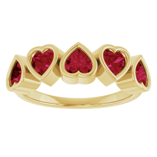 Cinq Cœurs 14K Yellow Gold Five Heart Gemstone Ring