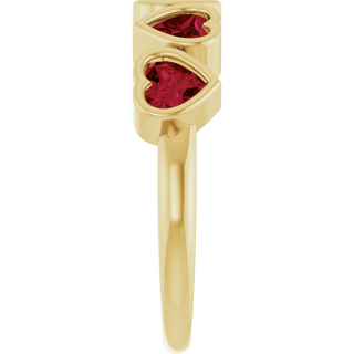 Cinq Cœurs 14K Yellow Gold Five Heart Gemstone Ring