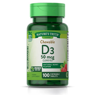 Nature's Truth Vitamin D3, 50 Mcg, Berry Flavor, Chewable Tablets