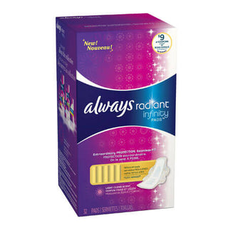 Always Radiant Infinity Pads, Flexi-Wings, Regular, Light Clean Scent