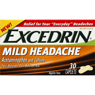 Excedrin Mild Headache Acetaminophen And Caffeine Caplets 30 Ct Box