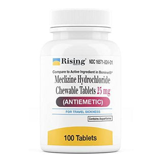 Rising Pharma Motion Relief And Nausea - Meclizine HCL 25mg - Antiemetic, Motion Relief Chewable Tablets