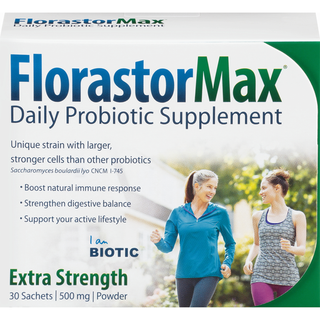 Florastor Max Extra Strength Daily Probiotic Supplement 500mg Powder Sachets 30 Ct Box