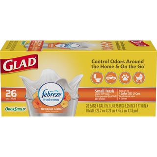 Glad Trash Bags, Quick Tie, Hawaiian Aloha, Small, 4 Gallon