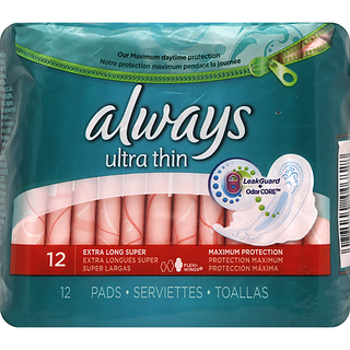 Always Ultra Thin Extra Heavy Day Flexi-Wings Pads 12 Ct Pack