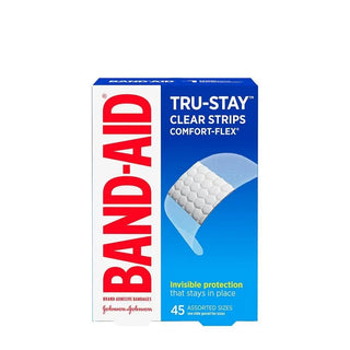 Band-Ais Tru-Stay Clear Strips Comfort-Flex Bandages, Assorted Sizes, 45 Count