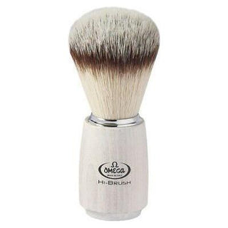 Omega Hi Brush Nylon Shave Brush White Wood  #0146711