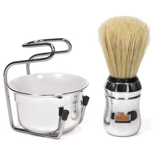 Omega Pure Bristle Shaving Brush With Bowl And Stand #83.18