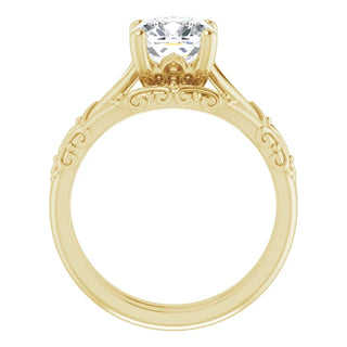 14K Yellow Gold Vintage Cushion Solitaire Ring 2CT