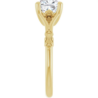 14K Yellow Gold Vintage Cushion Solitaire Ring 2CT