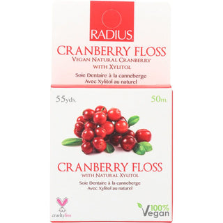 Radius Vegan Xylitol Cranberry Floss, 55 Yards