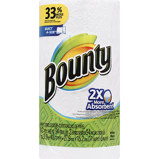 Bounty Paper Towels, Select A Size, White, 2 Ply