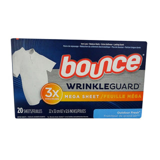 Bounce Sheets Wrinkle Guard Dryer Outdoor Fresh Mega Sheet 20 Count Per Box