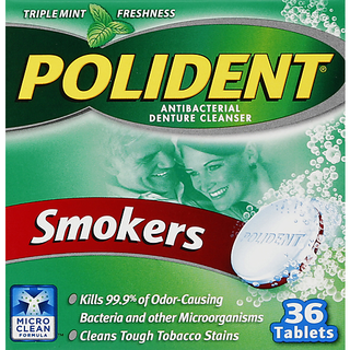 Polident Denture Cleanser, Antibacterial, Smokers, Tablets, Triple Mint Freshness