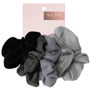 KitSch Velvet Scrunchies 5pcs - Black/Gray