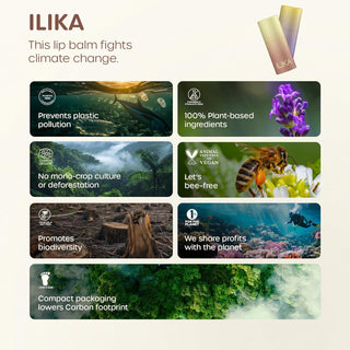 ILIKA 100% Natural Lip Balm - Organic, Plastic-free, Vegan, Cruelty-Free, Vitamin E, COSMOS Certified, PETA Certified, 2-Pack All-Day Moisture, 0.15 oz each