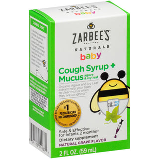 Zarbee's Naturals Baby Cough Syrup + Mucus Reducer Natural Grape Flavor 2 Oz