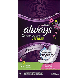 Always Fresh Dailies Liners, Xtra Protection, Active, Long, Clean Scent