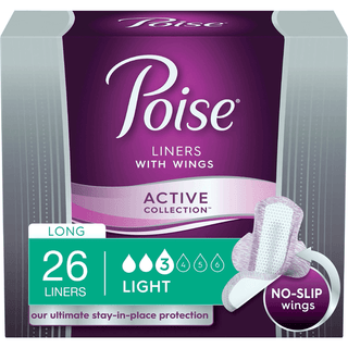 Poise Active Collection Long Length Light Liners With Wings