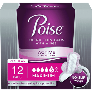 Poise Active Collection Regular Length Maximum Ultra Thin Pads With Wings