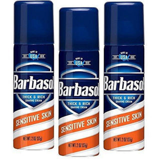 Barbasol Sensitive Skin Thick & Rich Shaving Cream For Men, Travel 2oz