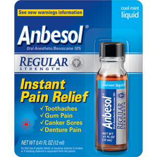 Anbesol Regular Strength Oral Anesthetic Cool Mint Liquid 0.41 Fl. Oz. Pack