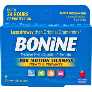 Bonine  Raspberry Flavored  Meclizine Hci 8  Chewable Tablets
