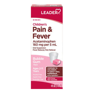 Leader Health Care Childrens Pain And Fever Liquid, Bubblegum, 4 Oz
