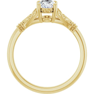 Vintage Sculptural Oval Engagement Ring 14K Yellow Gold