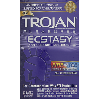 Trojan Pleasures Ecstasy Latex Condoms 10 Ct Box