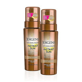 Jergens Natural Glow Instant Sun Sunless Tanning Mousse, Light Bronze - 6 Fl Oz