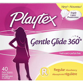 Playtex Gentle Glide 360 Tampons, Plastic, Regular Absorbency, Fresh Scent