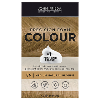 Precision Foam Colour John Frieda Sheer Blonde Permanent Hair Color 8N Medium Natural Blonde, 1 Application