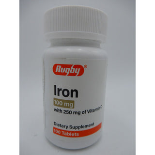 Rugby Iron 100 Mg With Vitamin C 250 Mg Supplement, 100 Tablets 880681176009VL